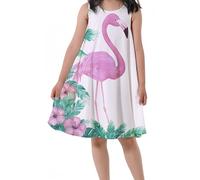 Ocean Plus Robe sans Manches pour Fille Motif Flamant Rose Impression Numérique (M (Hauteur de référence: 120cm), Flamingo)