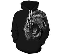 Ocean Plus Sweat à Capuche Adulte Imprimé Pull Homme Léger et Confortable Vêtement Mi-Saison Tendance Idée Cadeau Anniversaire (3XL (FR 62-64 (EU 56)),Chat Noir Foudre)