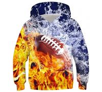 Ocean Plus Sweat à capuche pour garçon avec imprimé, rugby d'eau et de feu, 13-14 ans