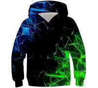 Ocean Plus Sweat à Capuche pour Garçons Sweatshirts avec Impression pour Enfants Hoodie (L (Hauteur: 145-150cm), Géométrie Bleu-Vert)