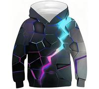 Ocean Plus Sweat à Capuche pour Garçons Sweatshirts avec Impression pour Enfants Hoodie (M (Hauteur: 135-140cm), Géométrie Bleu-Rose)