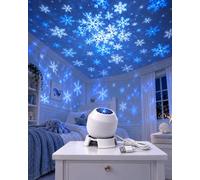 Ocean Projector Light with 3 Films, USB 3W Lamp, 360° Adjustable Base | Dolphins, turtles, fish, jellyfish, and coral onto walls or ceilings.(Snowflakes)