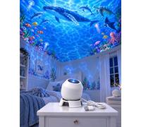 Ocean Projector Light with 3 Films, USB 3W Lamp, 360° Adjustable Base | Dolphins, turtles, fish, jellyfish, and coral onto walls or ceilings.(White)