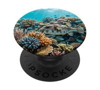 Ocean Puffer Fish Coral Reef Marine Life Scène Design PopSockets PopGrip Adhésif