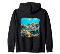 Ocean Puffer Fish Coral Reef Marine Life Scène Design Sweat à Capuche