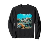 Ocean Puffer Fish Coral Reef Marine Life Scène Design Sweatshirt