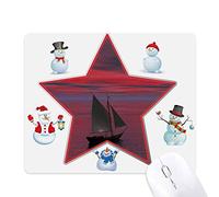 Ocean Red Sky Boat People Picture Tapis de souris Motif bonhomme de neige Famille étoile