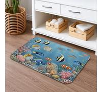 Ocean Reef Tapis de bain à séchage rapide, motif poissons tropicaux, corail, absorbant, antidérapant, décoration d'été, lavable, 50,8 x 81,3 cm