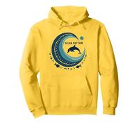 Ocean Rhythm Dolphin Wave Art, décoration de Plage et de Vie Marine Sweat à Capuche, Unisexe pour Adultes, Citron, L