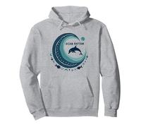 Ocean Rhythm Dolphin Wave Art, décoration de Plage et de Vie Marine Sweat à Capuche, Unisexe pour Adultes, Gris Chiné, L