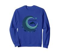 Ocean Rhythm Dolphin Wave Art, décoration de Plage et de Vie Marine Sweatshirt, Unisexe pour Adultes, Bleu Royal, L