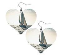 Ocean Sailing Boucles d'oreilles en cuir synthétique en forme de cœur, boucles d'oreilles pendantes légères pour femmes, mariages, fêtes, cérémonies, banquets, cadeaux