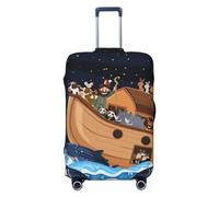 Ocean Scene with Noah's Ark Housses de bagages de voyage élastiques pour valises de protection pour bagages de 45,7 à 32,4 cm, Noir, CH