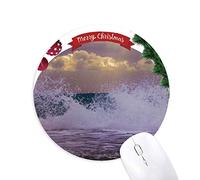 ocean sea wave spray science nature photo tapis de souris en caoutchouc de sapin de noël
