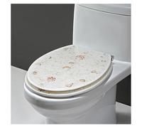 Ocean Series Art Abattant de toilette en résine à fermeture lente avec couvercle Effet 3D Robuste avec dauphin, étoile de mer, coquillages et sable pour toilettes de type U/V/O Fermé