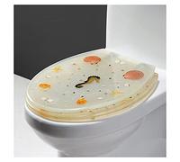 Ocean Series Art Abattant de toilette en résine à fermeture lente avec couvercle, effet 3D, très résistant avec dauphin, étoile de mer, véritables coquillages et sable pour toilettes de type U/V/O
