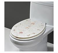 Ocean Series Art Abattant de WC en résine à fermeture lente avec effets 3D, couvercle de toilette robuste avec dauphin, étoile de mer, coquillages et sable pour toilettes de type U/V/O