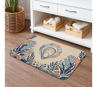 Ocean Shell Tapis de bain à séchage rapide, absorbant, antidérapant, lavable en flanelle, pour salle de bains et toilettes, bleu côtier, 50,8 x 81,3 cm