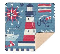 Ocean Ship Tapis de jeu rembourré doux pour l'intérieur et l'extérieur, non toxique, pour bébés, nourrissons, tout-petits, 127 x 127 cm