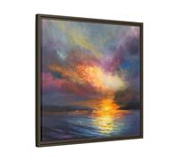Ocean Sunset Canvas Wall Art, Contemporary Colorful Sea Print 24x24inch 60x60cm (Square) / Espresso / 1.25inch 3.175cm