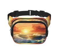 Ocean Sunset Scenery Print Workout Accessory Square Double Layer Waist Bag Trendy Travel for Men and Women