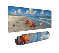 OcéAn Tapis de Souris XXL 100x50cm, Tapis Souris éToile De Mer sous Main Bureau avec 3MM Bords Cousus, Imperméable Mouse Pad Base en Caoutchouc Antidérapant Surface pour Gamer, PC, Cadeau -hjw2601B3