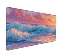 OcéAn Tapis de Souris XXL 1500 x 800mm, Tapis Souris Bleu sous Main Bureau avec Bords Cousus, Imperméable Mouse Pad Base en Caoutchouc Antidérapant Surface pour Gamer, PC, Cadeau Femme -lsy260385