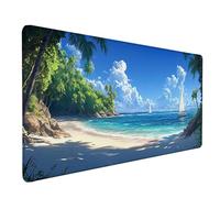 OcéAn Tapis de Souris XXL 150x80cm, Tapis Souris Bleu sous Main Bureau avec Bords Cousus, Imperméable Mouse Pad Base en Caoutchouc Antidérapant Surface pour Gamer, PC, Cadeau Femme -lsy2603LH