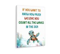 Ocean Theme Kids Room Decor - Sea Turtle Inspirational Wall Art Print, Be Like a Turtle Motivational Poster for Nursery Classroom Playroom(Framed,12x18inch(30x45cm))