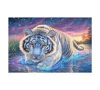 Ocean Tigre blanc dans les vagues 1000 Pièces Puzzle Adulte En Carton Rigide Haute Qualité Feline Ripple Glow Très Difficile Haute Difficulté Anti-Stress Décoration Murale Idée Cadeau Premium 1000 PCS