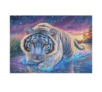 Ocean Tigre Blanc dans Les Vagues 300 Pieces Casse-tête Créatif en Carton Épais Rigide Feline Ripple Glow Difficulté Moyenne Activité Manuelle Loisir Créatif Cadeau Noël Qualité Premium 300 PCS