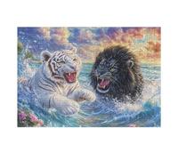 Ocean Tigre Blanc dans Les Vagues & Black Panther 300 Pieces Casse-tête pour Ado en Carton Haute Qualité Facile Débutant Activité Familiale Soirée Entre Amis Cadeau Fête des Mères 300 PCS