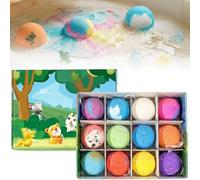 Ocean Toy Bath Salt Ball Sleeve Box Bath Bombs, 12-Pack Bath Bombs with Surprise Spring Inside, Upgrade Easter Gifts Bubble Easter Basket Stuffers Fillers (Animaux terrestres)