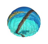 Ocean Tropical Island Multi-Scène et Multi-Scène Douche Spa Double Couche Imperméable Bonnet de Douche et Bonnet de Cuisine, Convient pour Adultes, Enfants, Hommes et Femmes.