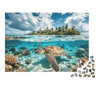 Ocean Turtle Puzzle for Garçons et Filles 1000 Pièces Recyclable Tropical Island Puzzle Amusant et Stimulant Family Game Idée de Cadeau Parfaite pour Child‘s Birthday 70x50cm/1000pcs