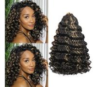 Ocean Wave cheveux Hair Extensions Deep Wave Braiding Crochet Hair Soft Synthetic Curly Braiding Crochet Hair for Women (P4/27#, 10inch)