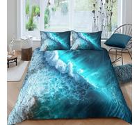 Océan wave crash Linge de Lit Microfibre résistante 3 Pièces 3D Effet Léger Dynamic coastal scène Parure de Lit avec Taie d'oreiller Facile d'entretien for Chambre de garçons King（220x240cm）
