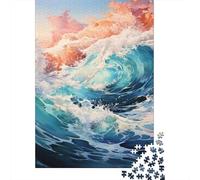 Ocean Wave Wall Art Print Plaque en Métal Rustique 38x26cm/1000pcs pour Le Pub Ou Le Café, Idée Cadeau De Noël pour Les Amateurs De Décoration De Pub
