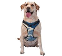 Ocean Waves Harnais réfléchissant pour chien de taille moyenne et grande Bleu et crème