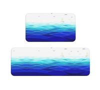 Ocean Waves Lot de 2 tapis de cuisine antidérapants pour cuisine, bar, bureau