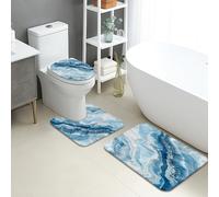 Ocean Waves Lot de 3 tapis de salle de bain en mousse à mémoire de forme, absorbants, antidérapants, lavables en forme de U, séchage rapide