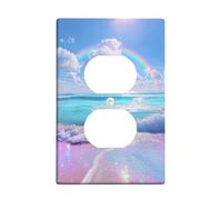 Ocean Waves Plaque d'interrupteur/cache-prise, motif bord de mer bleu turquoise pour décoration murale, plaques murales en thermoplastique, prise duplex simple de taille standard