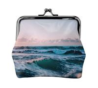 Ocean Waves Portefeuille en cuir synthétique avec fermeture à glissière pour rouge à lèvres et changement de clés