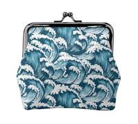 Ocean Waves Portefeuille Portefeuille Portefeuille Fermeture Baiser Petit Portefeuille en Cuir PU pour Femme
