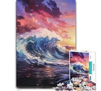 Ocean Waves Puzzle en Bois Artistique 1000 pièces pour Adultes | Défi commun pour les proches avec activité d'intérieur le w nd en intérieur.