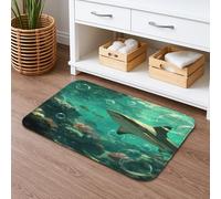 Ocean Waves Tapis de bain à séchage rapide, absorbant, antidérapant, lavable en flanelle, pour salle de bains, toilettes, toilettes, décoration 50,8 x 81,3 cm