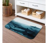 Ocean Waves Tapis de bain à séchage rapide, absorbant, antidérapant, moderne, en mousse à mémoire de forme, lavable, pour salle de bains, toilettes, décoration bleu foncé, 40,6 x 61 cm