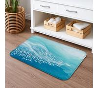 Ocean Waves Tapis de bain à séchage rapide, absorbant et antidérapant, motif abstrait bleu aquarelle 50,8 x 81,3 cm