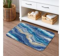 Ocean Waves Tapis de bain à séchage rapide, motif abstrait, absorbant, antidérapant, moderne, en flanelle, lavable pour salle de bains, toilettes, toilettes, décoration 50,8 x 81,3 cm