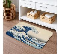 Ocean Waves Tapis de bain à séchage rapide, motif abstrait, bleu eau, antidérapant, décoratif, lavable, pour salle de bains et toilettes, 40,6 x 61 cm